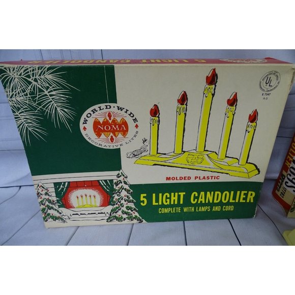 2 Vintage 5 Light Window Candolier Electric Christmas Lights w/ Boxes. - Picture 5 of 5